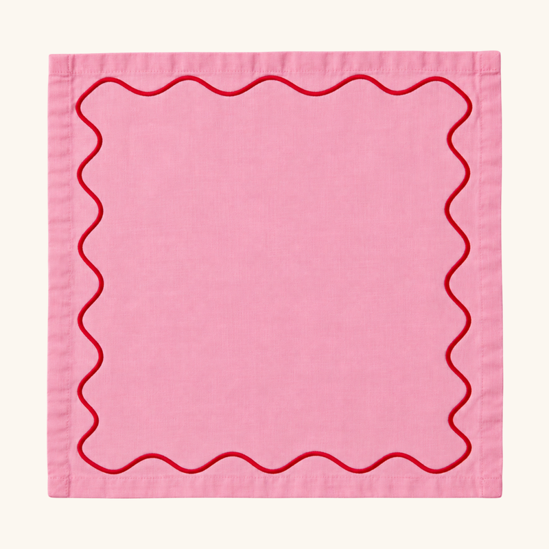 Raspberry Spritz Wavy Napkins: Set of 4